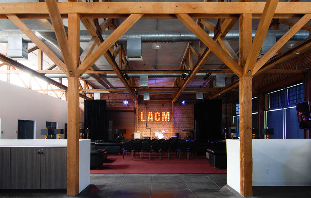Band stage created in the historic Union Garage for the Los Angeles College of Music