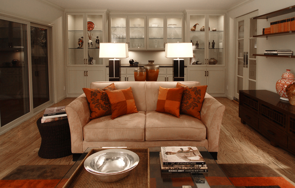 Custom built in curio cabinets for a client that loved to travel.