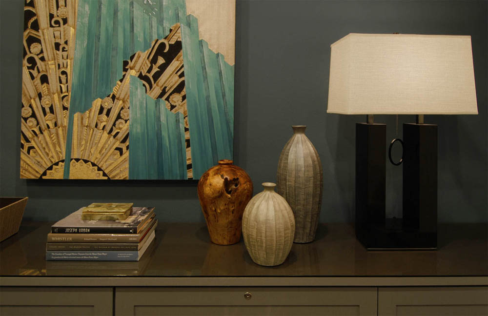 Details in the custom office. Smoked glass was put on top of the desk and cabinets.