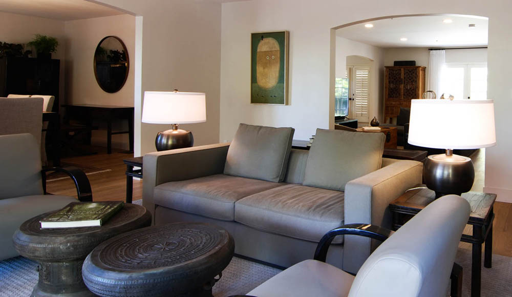 Art deco Chinese chairs with rain drums for a coffee table.
